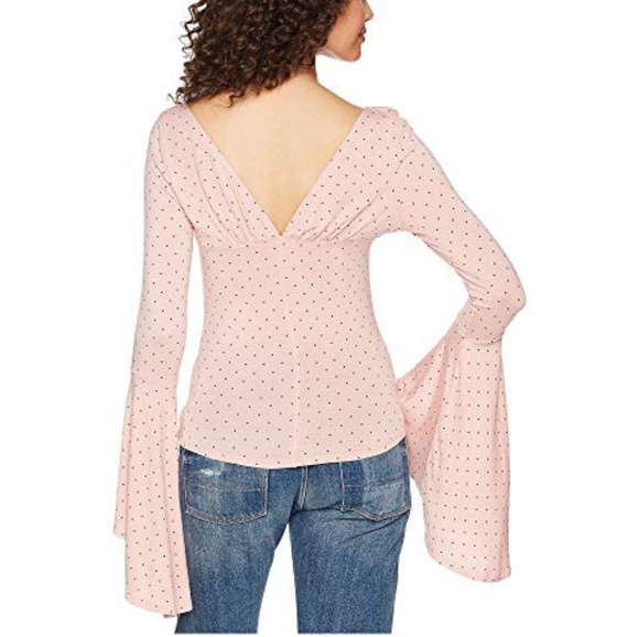 Free People polka dot flare sleeve v neck top M - Picture 2 of 6